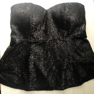 Torrid Black Sequin Strapless Peplum